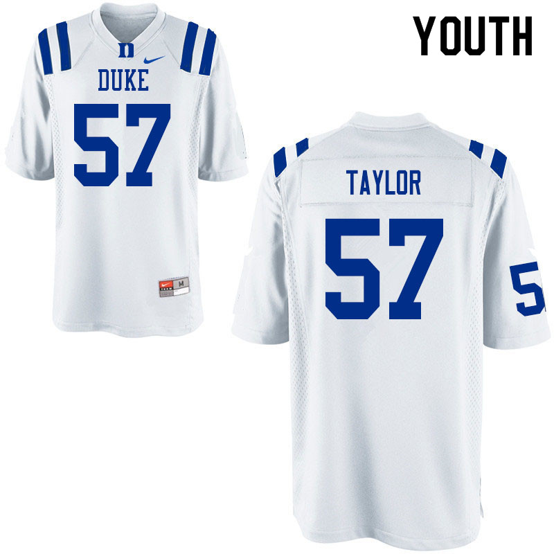 Youth #57 John Taylor Duke Blue Devils College Football Jerseys Sale-White